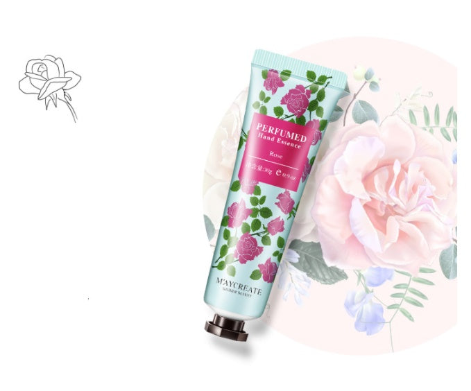 Youbuyforme plant essence hand cream in rose fragrance with floral design packaging
