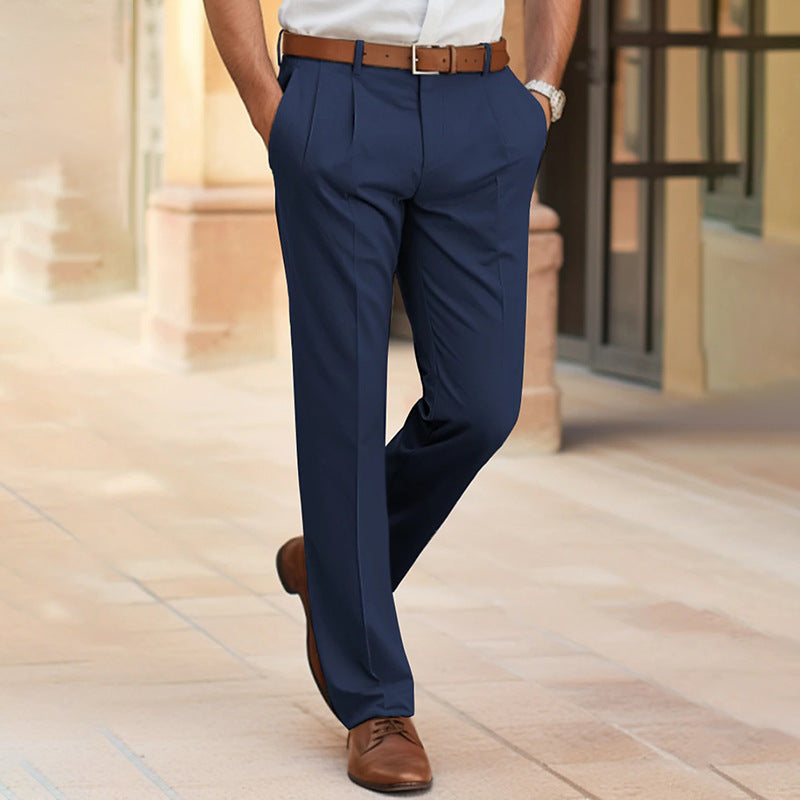 Stylish men's casual trousers in navy blue, perfect for casual outings and comfortable wear