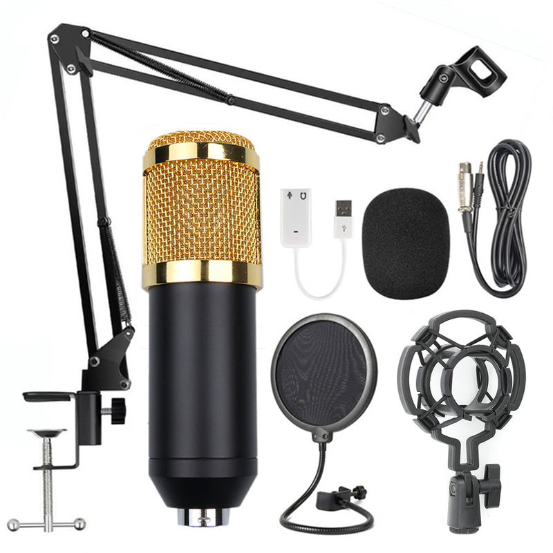 Microphone stand set professional with adjustable arm, shock mount, pop filter, and USB cable accessories