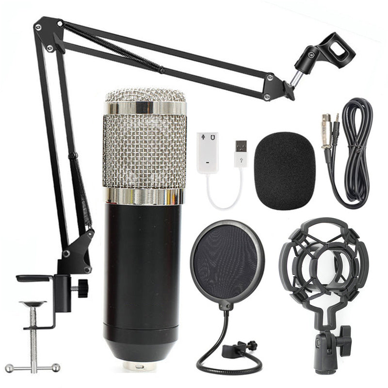 Microphone Stand Set Professional with Adjustable Boom Arm, Shock Mount, and Pop Filter for Recording