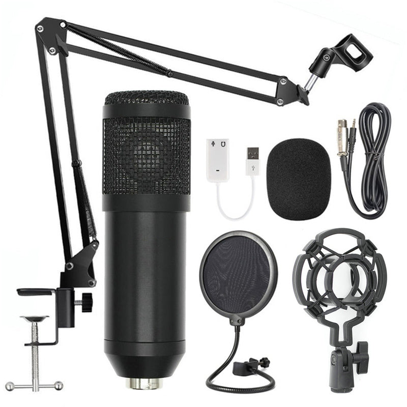 Microphone stand set professional with adjustable arm, pop filter, and cables for recording enthusiasts