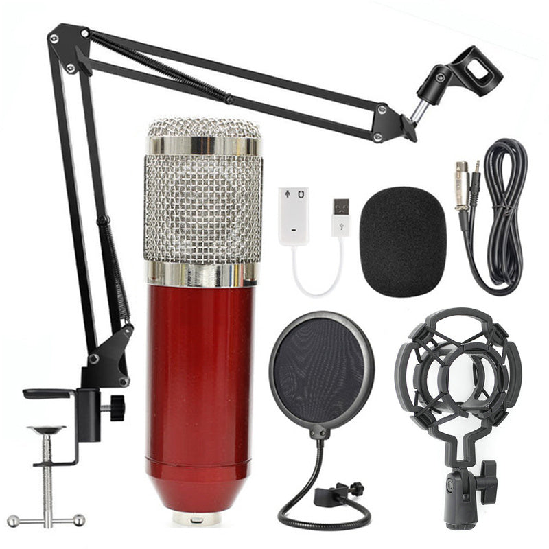 Microphone stand set professional with adjustable boom arm, shock mount, and pop filter for recording and streaming