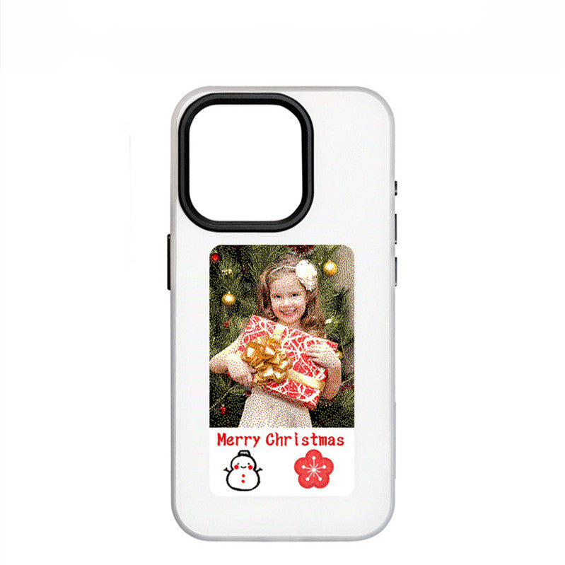 NFC screen phone case featuring a Christmas design with a child holding a gift