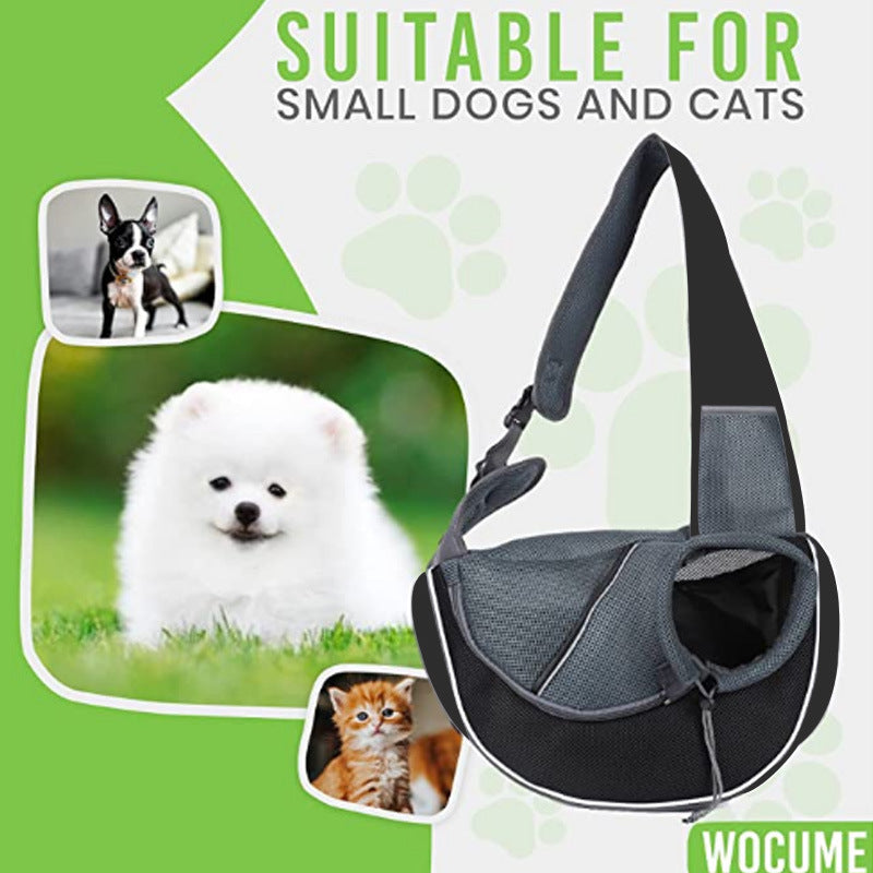 Portable pet carrier bag designed for small dogs and cats with comfortable shoulder strap