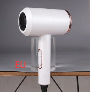 Stylish white professional hair dryer with a sleek design and ergonomic grip for efficient styling