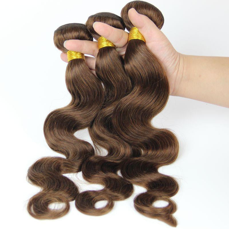 Luxurious real human hair extensions in deep brown with natural waves for added volume and style