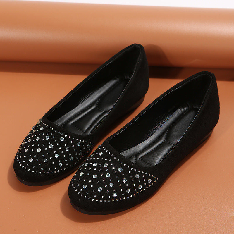 Stylish black rhinestone flats for women with sparkling embellishments for a chic look
