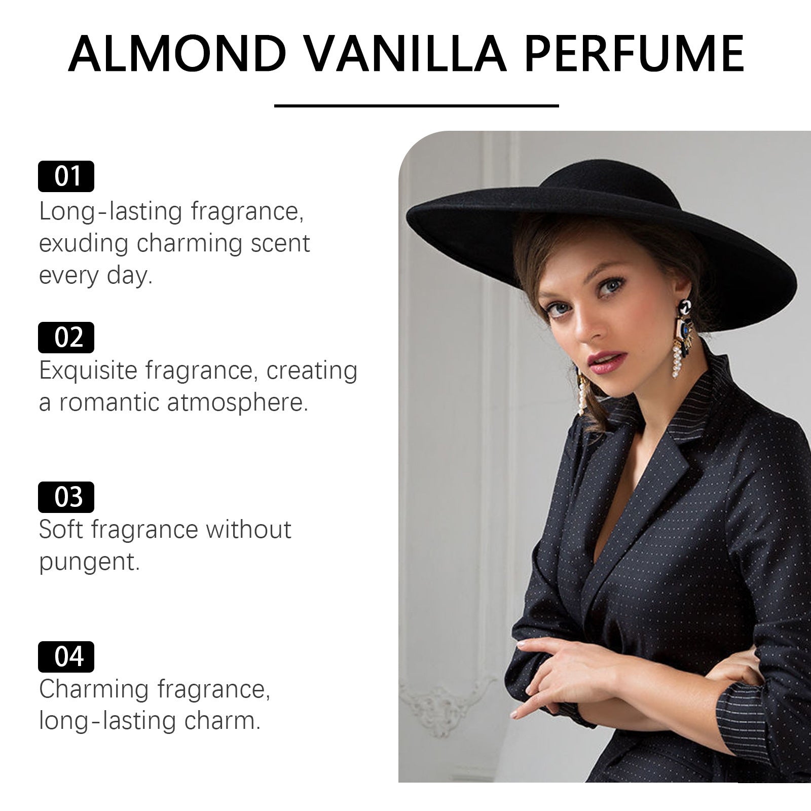Almond vanilla perfume from youbuyforme, featuring a long-lasting and charming scent, ideal for romantic occasions