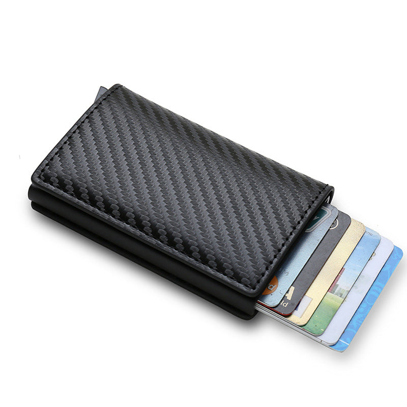 Secure RFID credit card case in black carbon fiber design for card protection and style