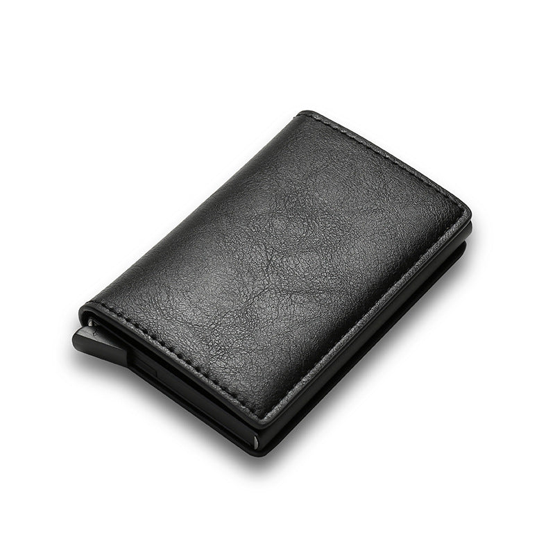 Secure RFID credit card case in sleek black leather design for optimal card protection