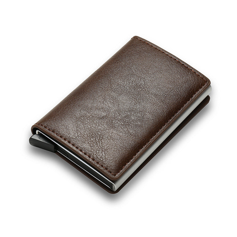 Brown youbuyforme secure RFID credit card case with a sleek design for safe card storage