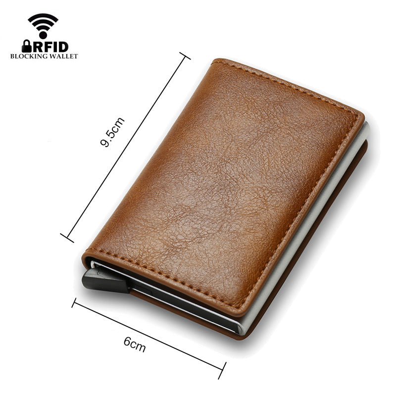 Brown Leather Secure RFID Credit Card Case with Slim Design for Protection and Style