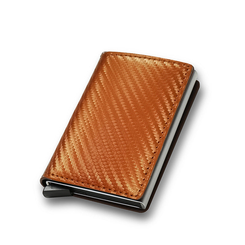 Stylish secure RFID credit card case in tan leather for protecting your cards