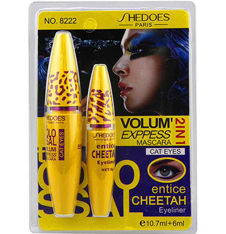 Shedoes Volum' Express 2-in-1 Mascara and Eyeliner set featuring volumizing waterproof mascara for thick lashes