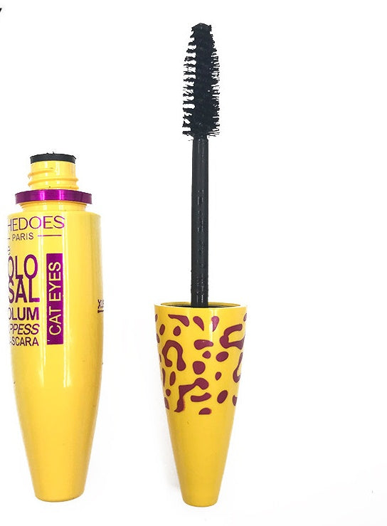 Yellow Gedeoes Volum Express Mascara for Cat Eyes with Thick Brush, volumizing waterproof mascara for thick lashes