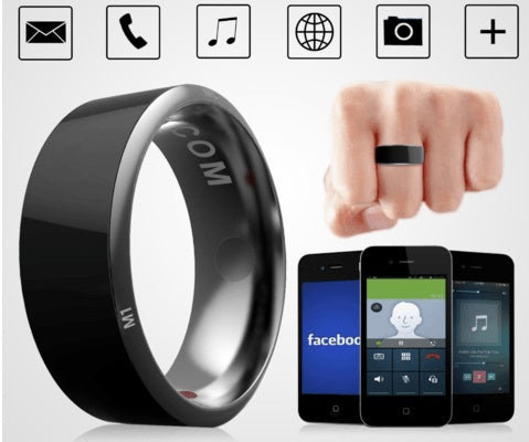 Smart NFC Ring in black designed for easy access to phone features and apps