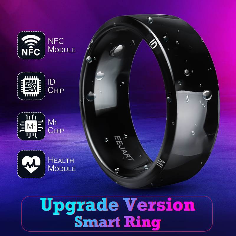 Upgrade Version Smart NFC Ring with NFC Module, ID Chip, M1 Chip, and Health Module in Black