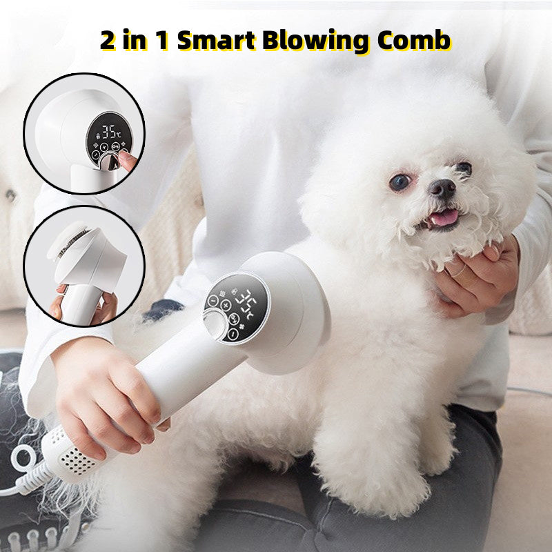 2 in 1 Smart Blowing Comb for Pets with Smart Pet Hair Dryer Function, ideal for drying and grooming
