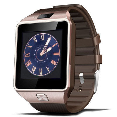Stylish brown smart watch with SIM card support, featuring a round display and adjustable strap
