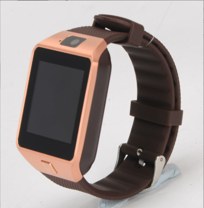 Stylish brown smart watch with SIM card slot and touchscreen display for easy connectivity
