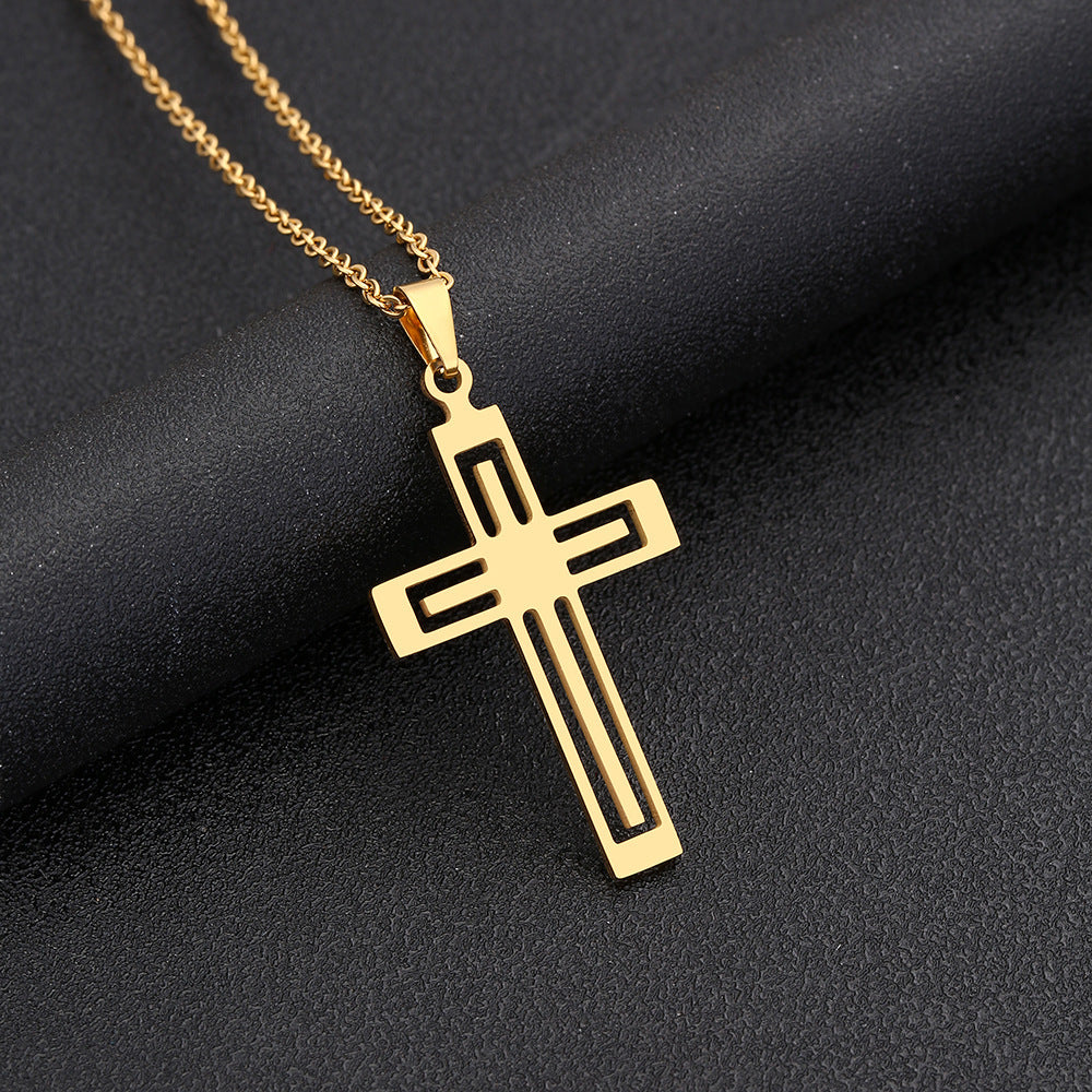 Gold Stainless Steel Cross Necklace with a Chic Minimalist Design for Everyday Wear