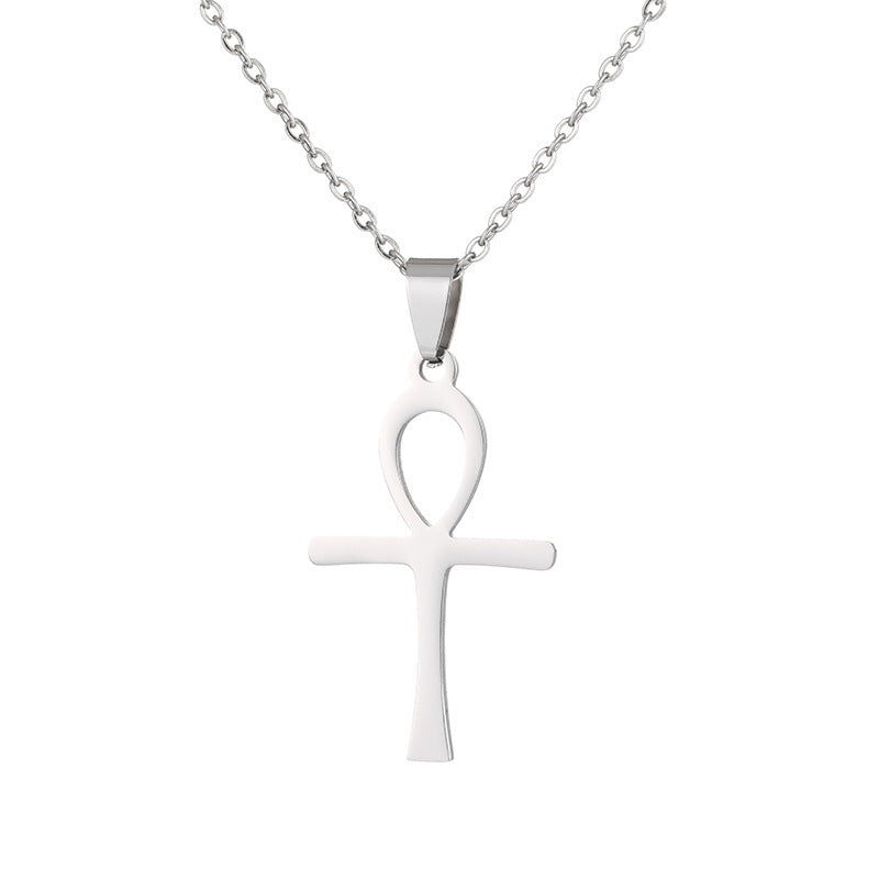Stylish stainless steel cross necklace on a chain, perfect for daily wear or gifts