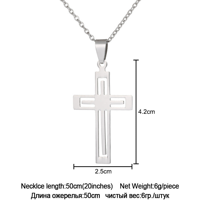 Stainless steel cross necklace with 20-inch chain and polished finish for everyday wear