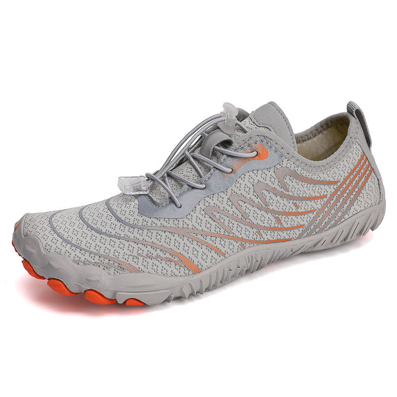 Grey trekking non-slip shoes designed for comfort and stability during outdoor activities