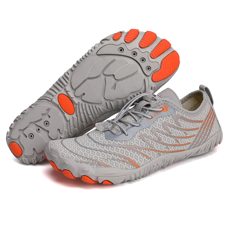 Youbuyforme trekking non-slip shoes in grey and orange with breathable design for outdoor activities