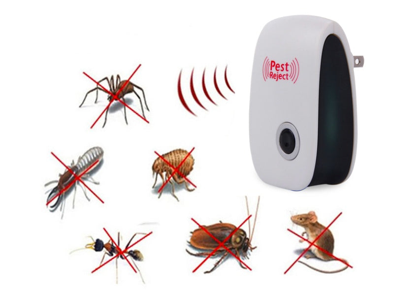 Ultrasonic pest repeller plug designed to deter insects and rodents from homes effectively
