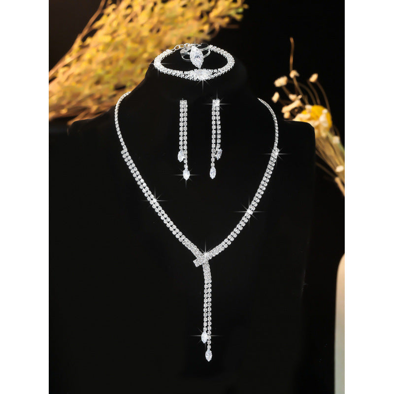 Elegant youbuyforme wedding zirconium jewelry set featuring a sparkling necklace and matching earrings