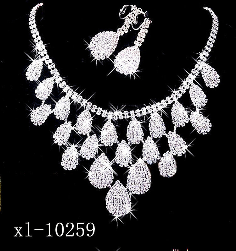Elegant youbuyforme Crystal Necklace and Earring Set with Stunning Teardrop Design