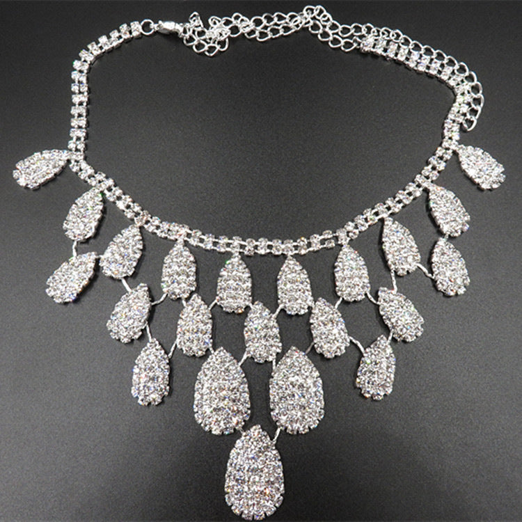 Elegant youbuyforme Silver Teardrop Necklace with Sparkling Clear Crystals for Special Occasions