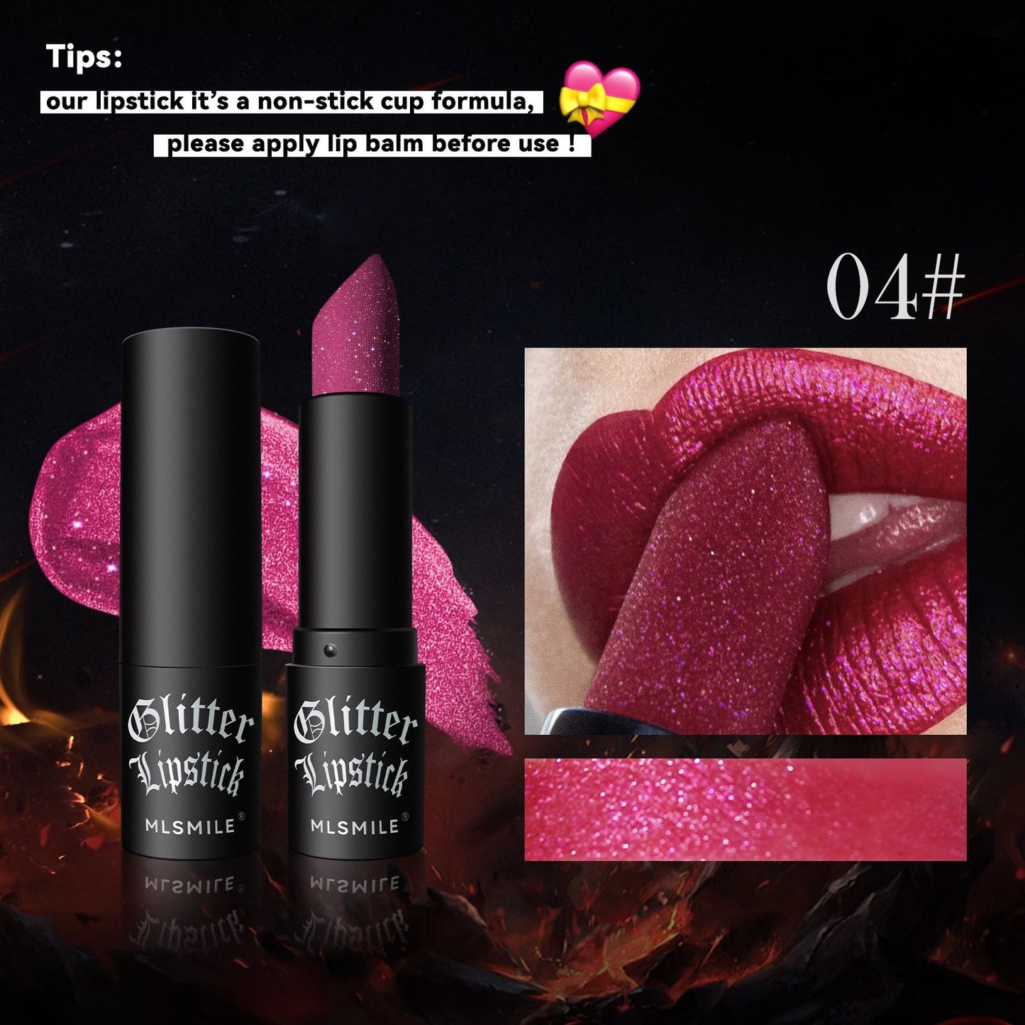 Glittering Lipstick, Long Lasting Nourishing Moisturizing 7 Colour