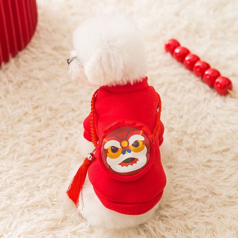 Pet Clothes Spring Lion Dance Hoodie Dog