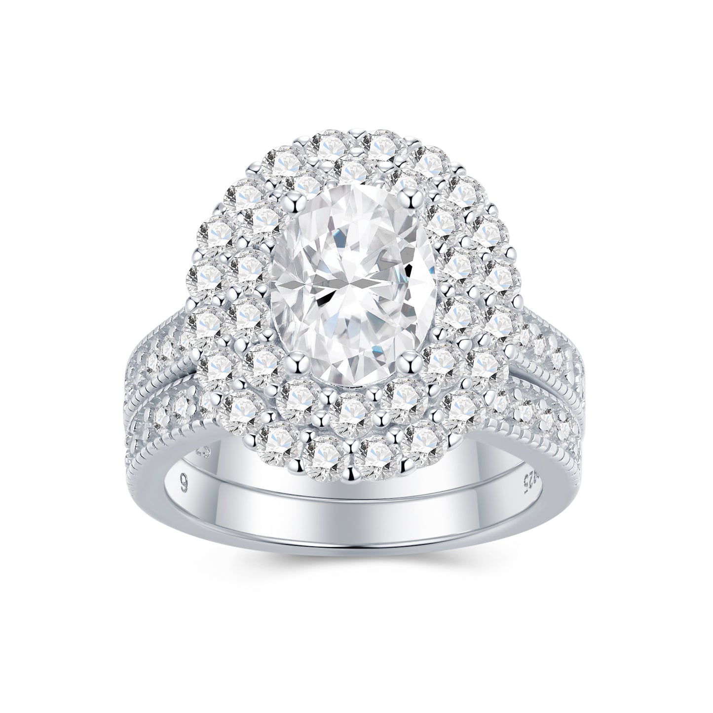 Engraved With Top-quality Moissanite, Exquisite S925 Silver Ring with Electroplated Platinum.