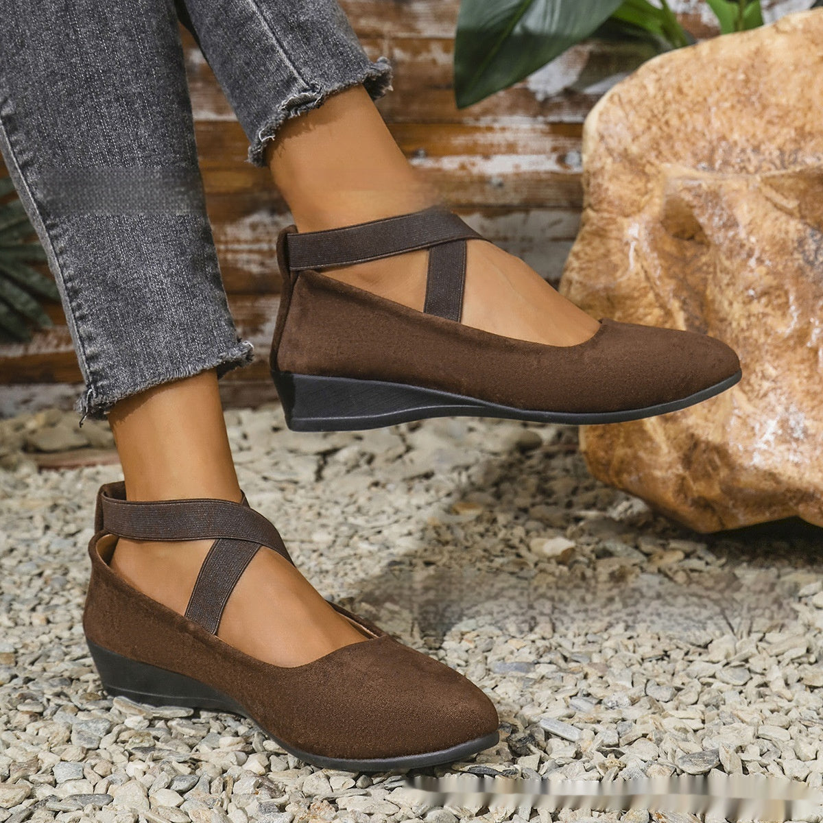 Women's Cross-straped Flat Casual Wedge