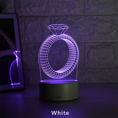 3D LED Night Light With Diamond Ring