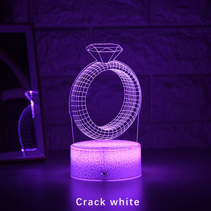 3D LED Night Light With Diamond Ring