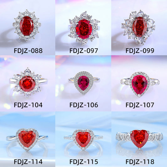 925 Sterling Silver Ring with Red Ruby Style Stone