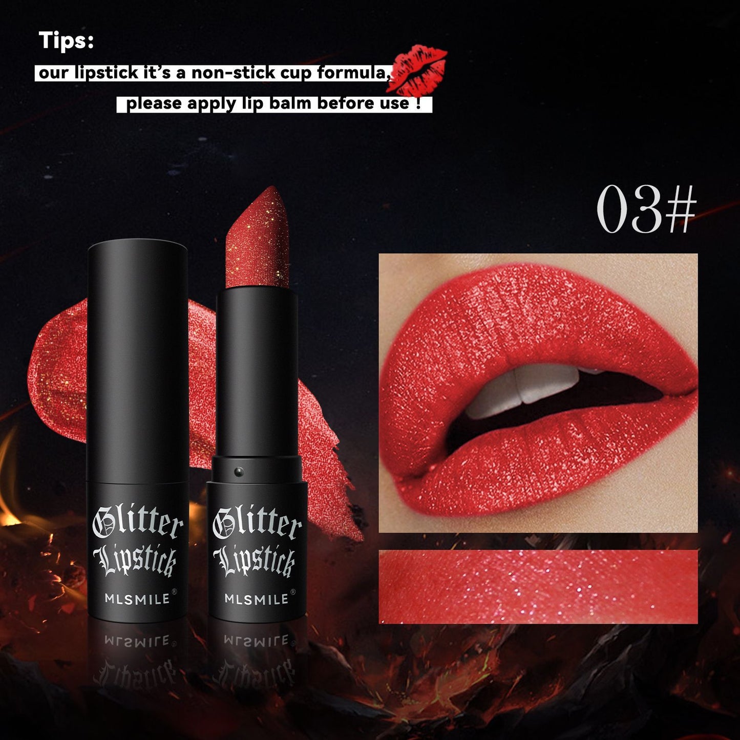 Glittering Lipstick, Long Lasting Nourishing Moisturizing 7 Colour