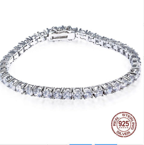 Real 925 Sterling Silver Bracelet - Tennis Bracelet Style