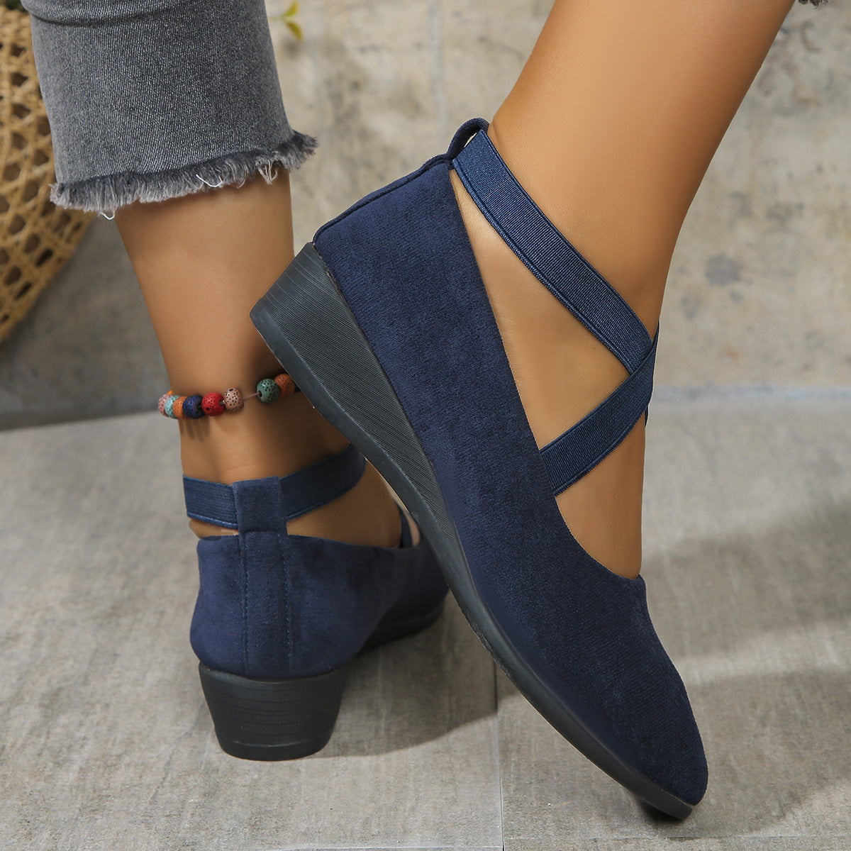 Women's Cross-straped Flat Casual Wedge
