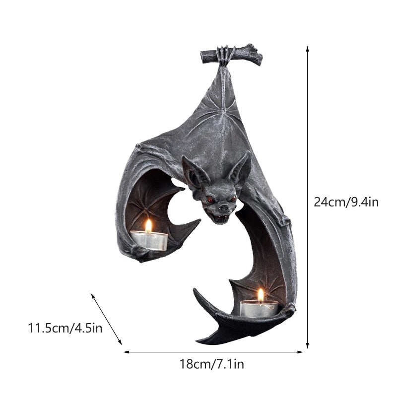 Bat Wall Hanging Candlestick Resin Decoration