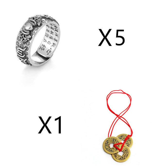 Ring - Little Pixiu Heart Sutra Ring Men And Women Lucky