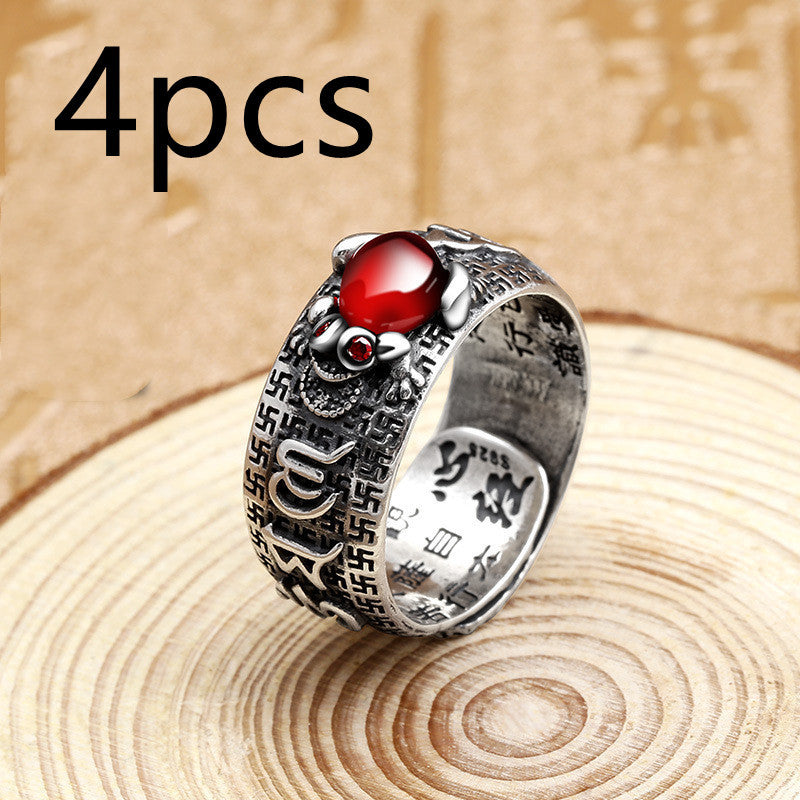 Ring - Little Pixiu Heart Sutra Ring Men And Women Lucky