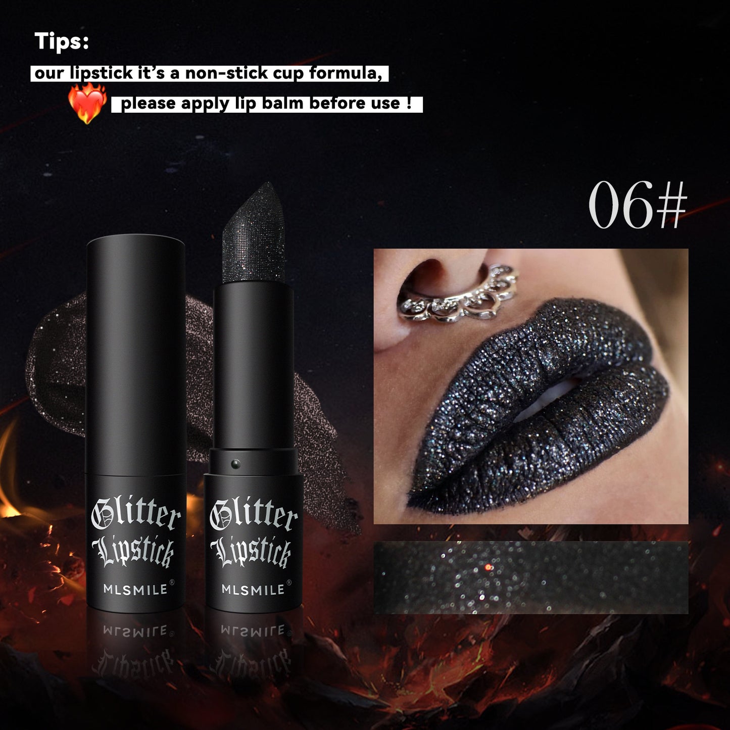 Glittering Lipstick, Long Lasting Nourishing Moisturizing 7 Colour