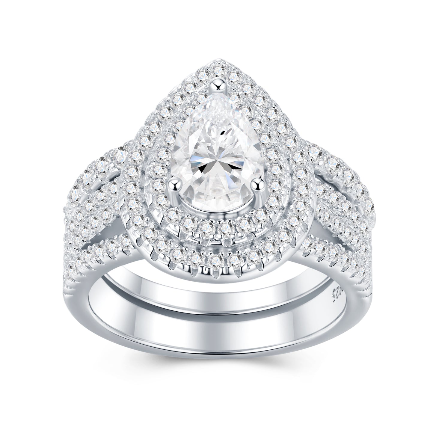 Engraved With Top-quality Moissanite, Exquisite S925 Silver Ring With Electroplated Platinum.