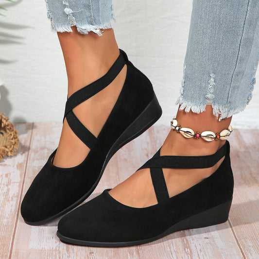 Women's Cross-straped Flat Casual Wedge