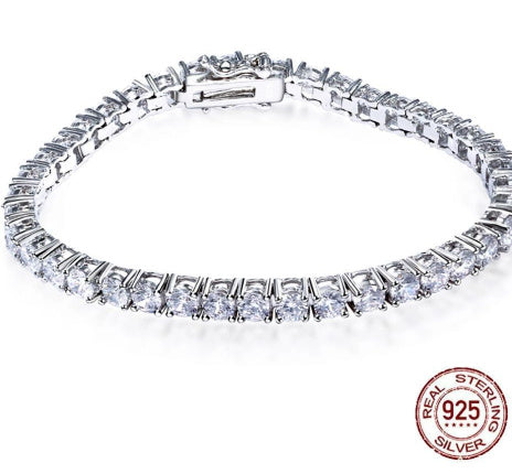 Real 925 Sterling Silver Bracelet - Tennis Bracelet Style